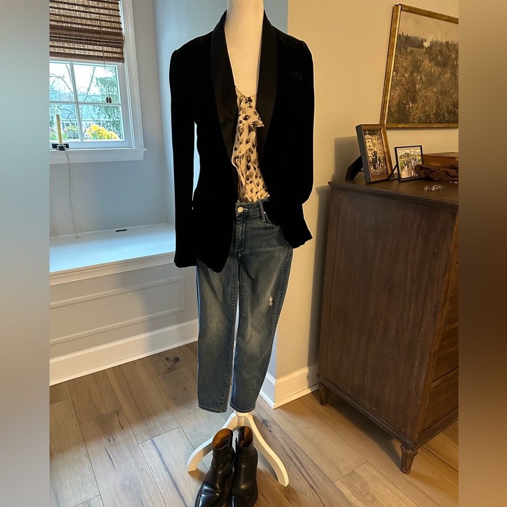 Joie velvet and satin lapel Blazer - Picture 2 of 8